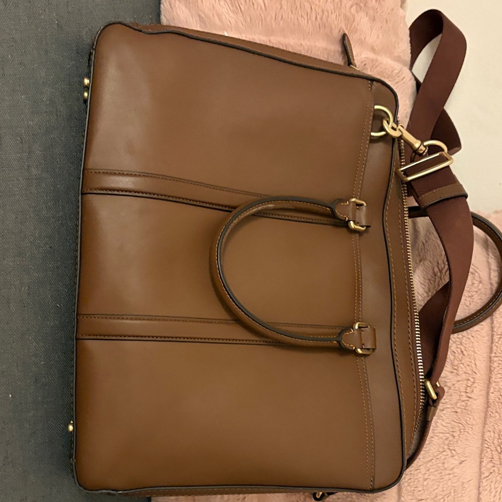 Coach Tan Leather Men's Briefcase - Picture 4 of 8